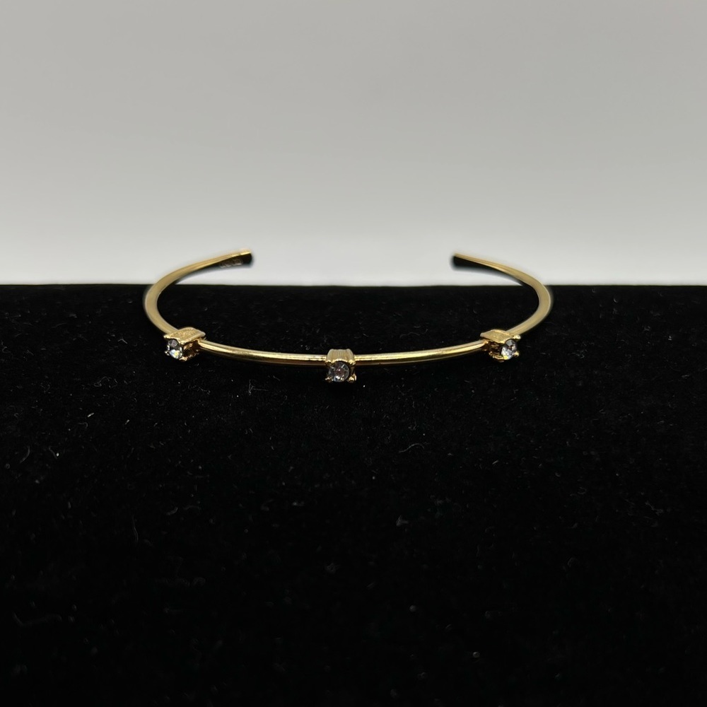 Vintage Avon 1979 Gold Tone Rhinestone Trio Cuff Bracelet